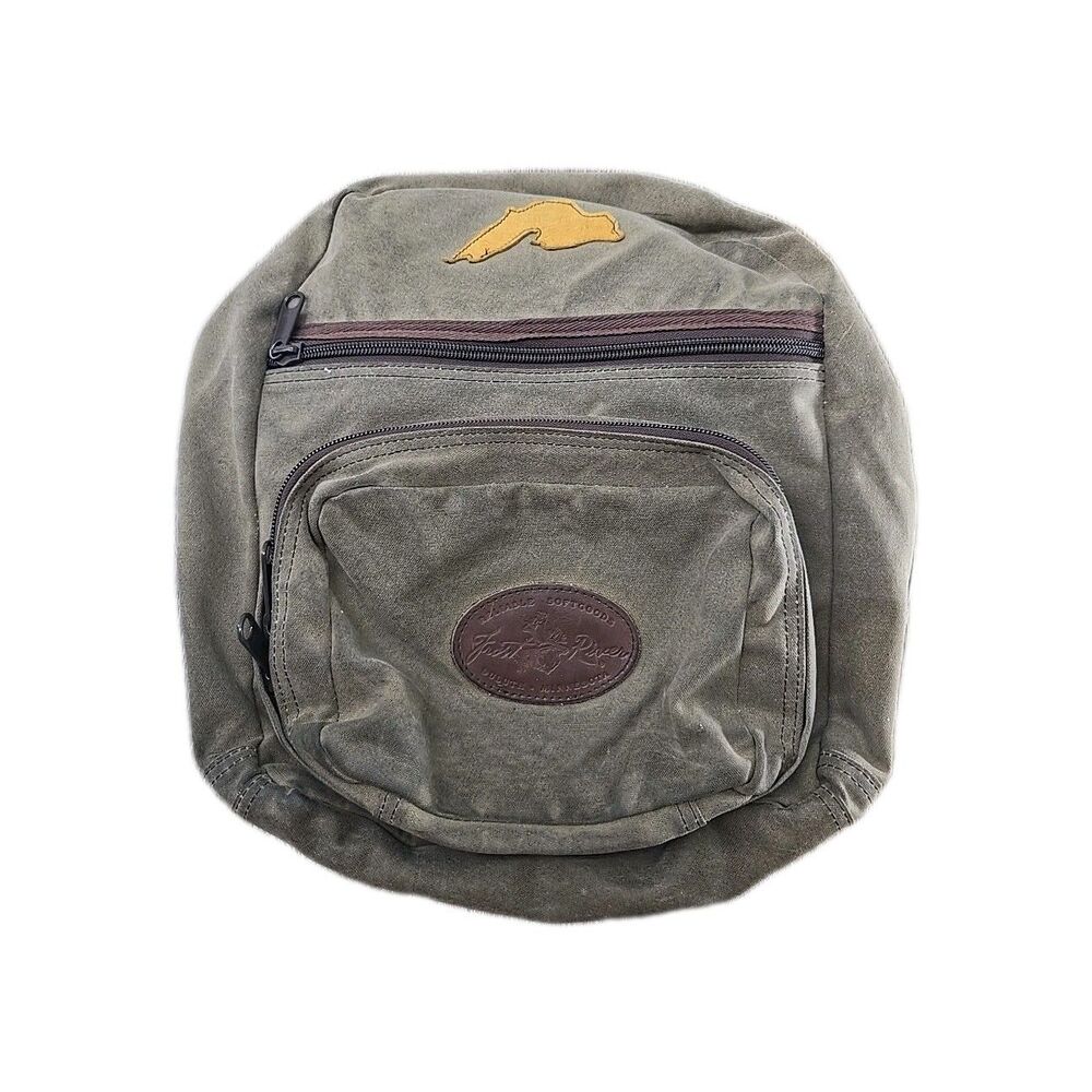 Frost River North Bay Daypack Backpack Waxed Canvas Leather 7in Gusset 24L Tan